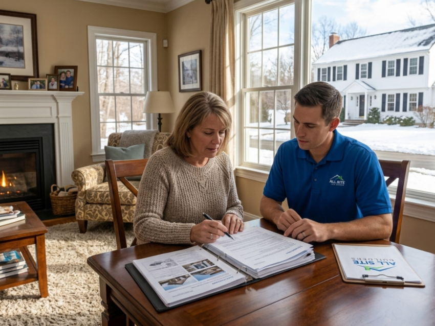 Roof insurance claim Connecticut — professional contractor helping homeowner file claim with insurer